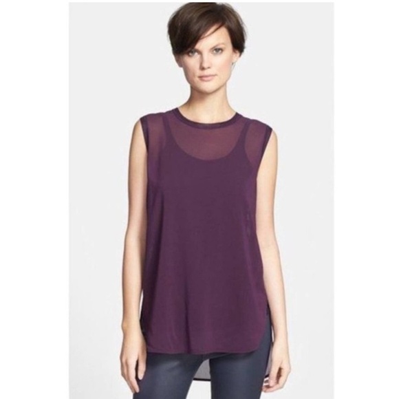 💜 Vince Sheer Silk Oversized Tank Ribbed Hem - Picture 1 of 4